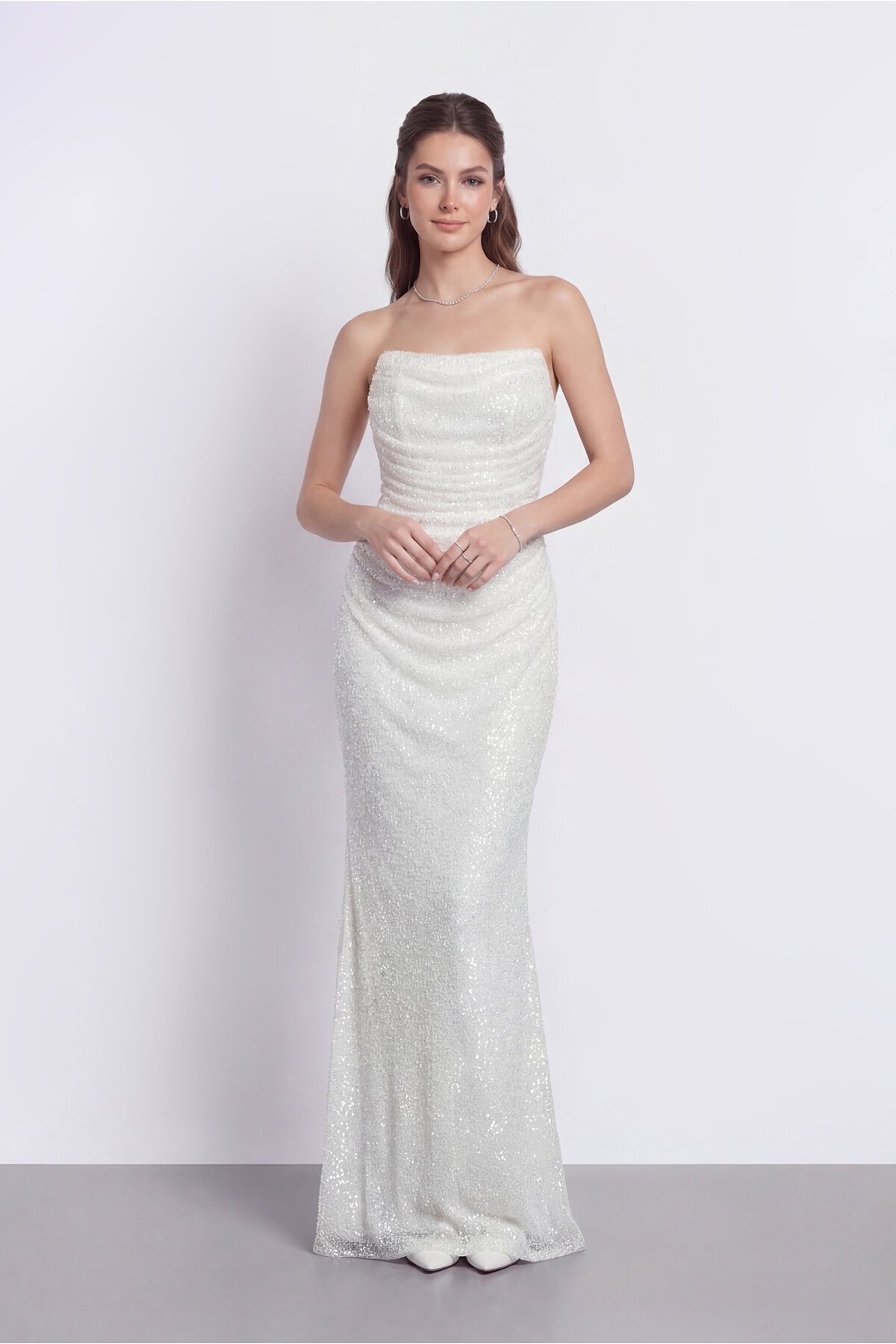 Drapeli Straplez Abiye - 2110