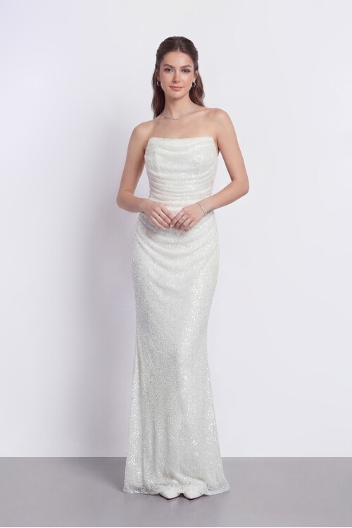 Drapeli Straplez Abiye - 2110