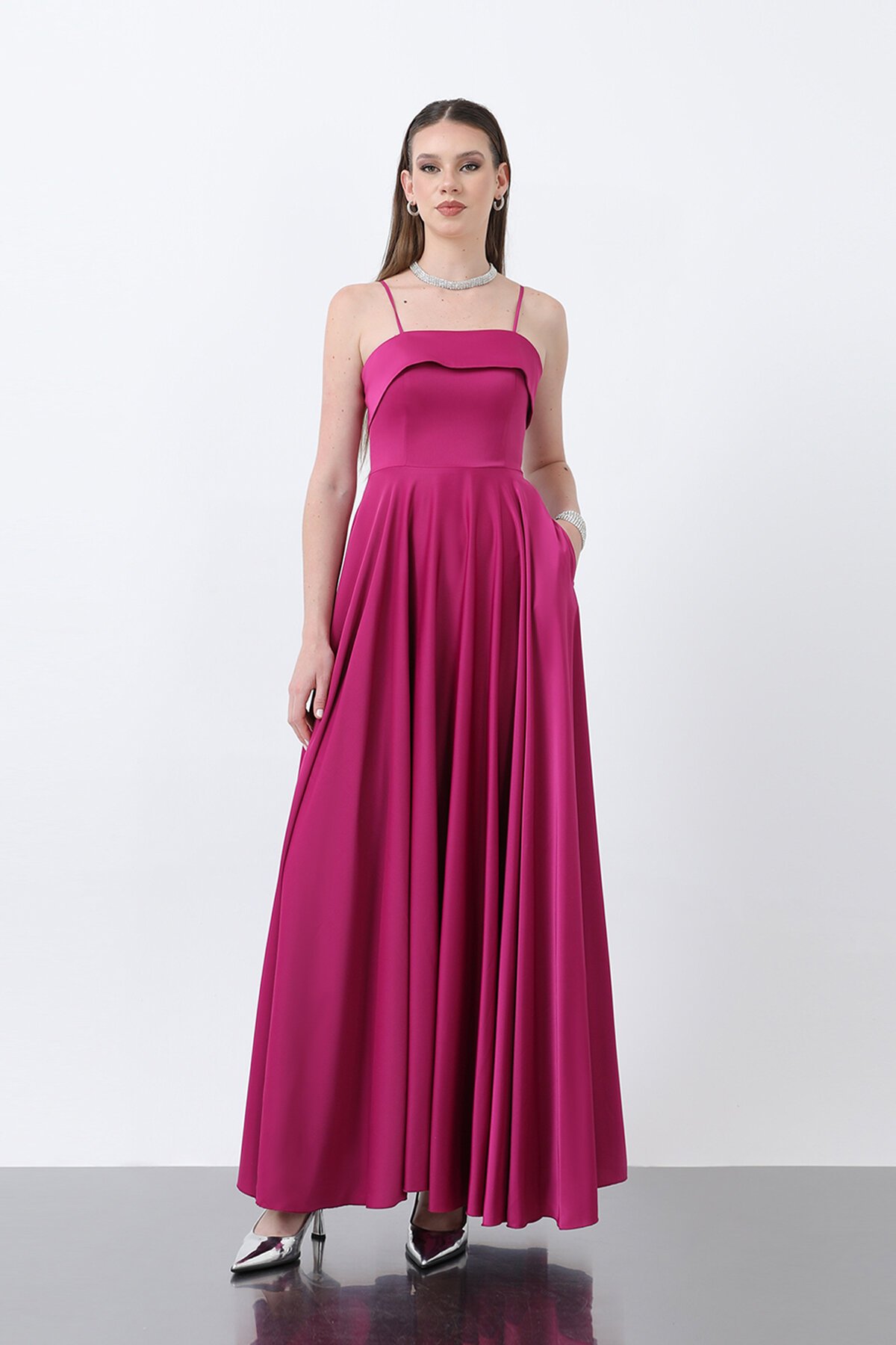 Askılı Uzun Elbise - 1865