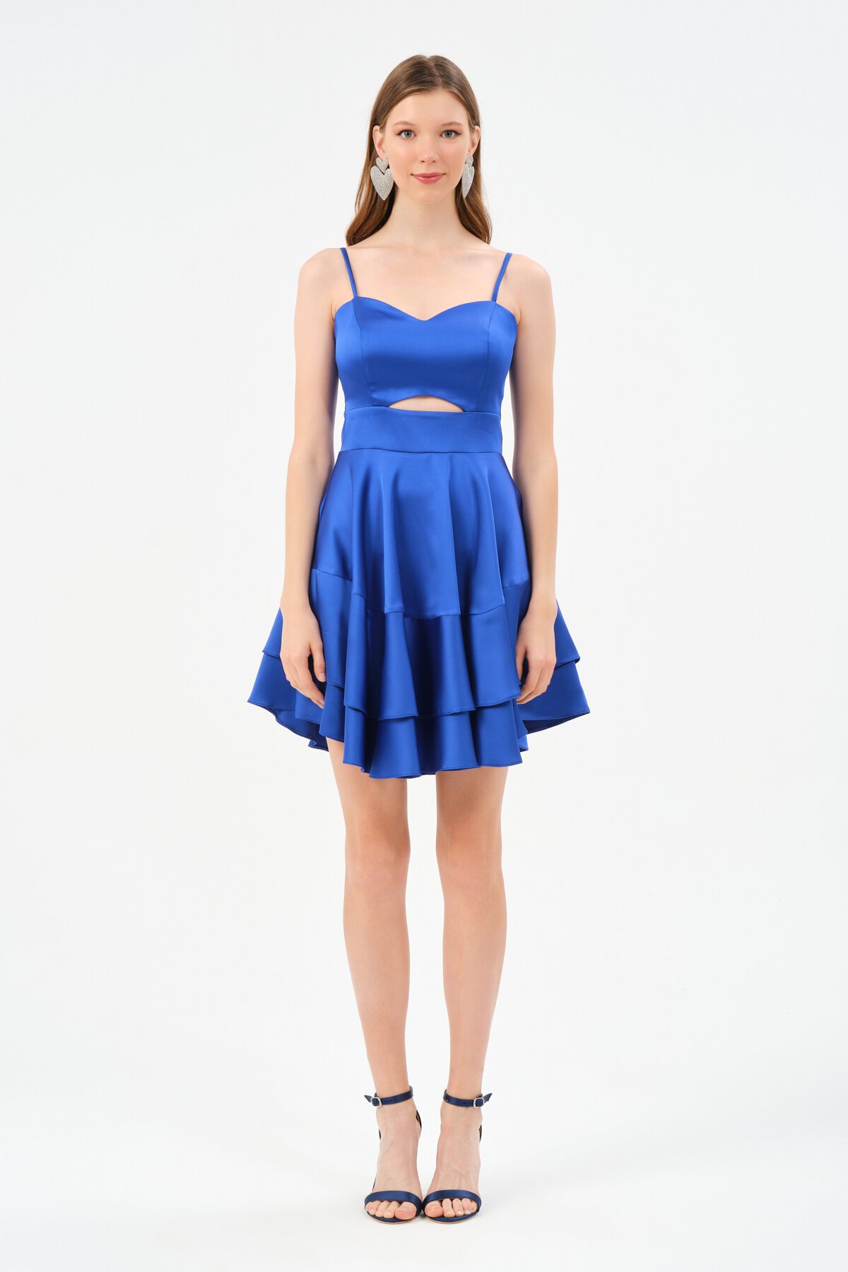 Askılı Volanlı Mini Elbise - 1546