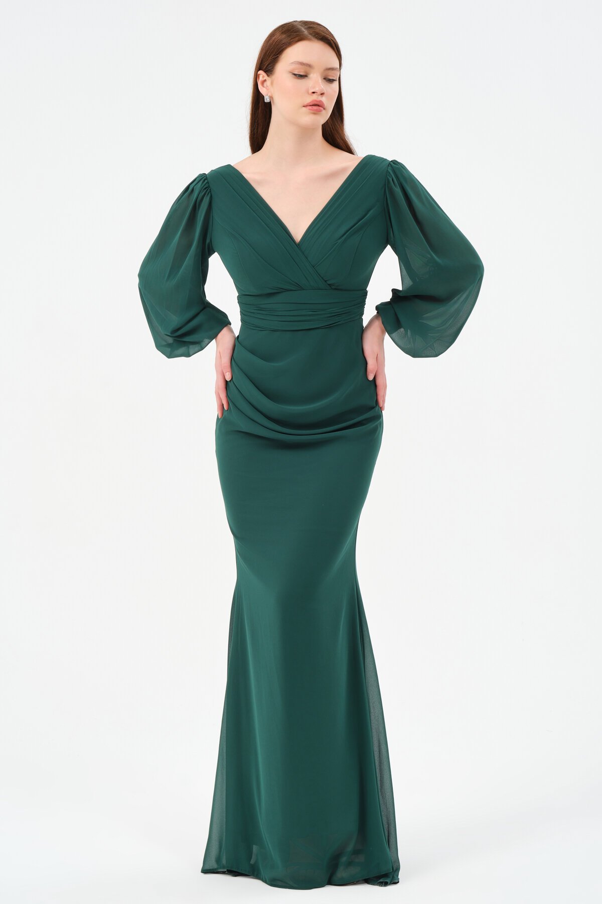 Drapeli Kruvaze Yaka Elbise - 1515