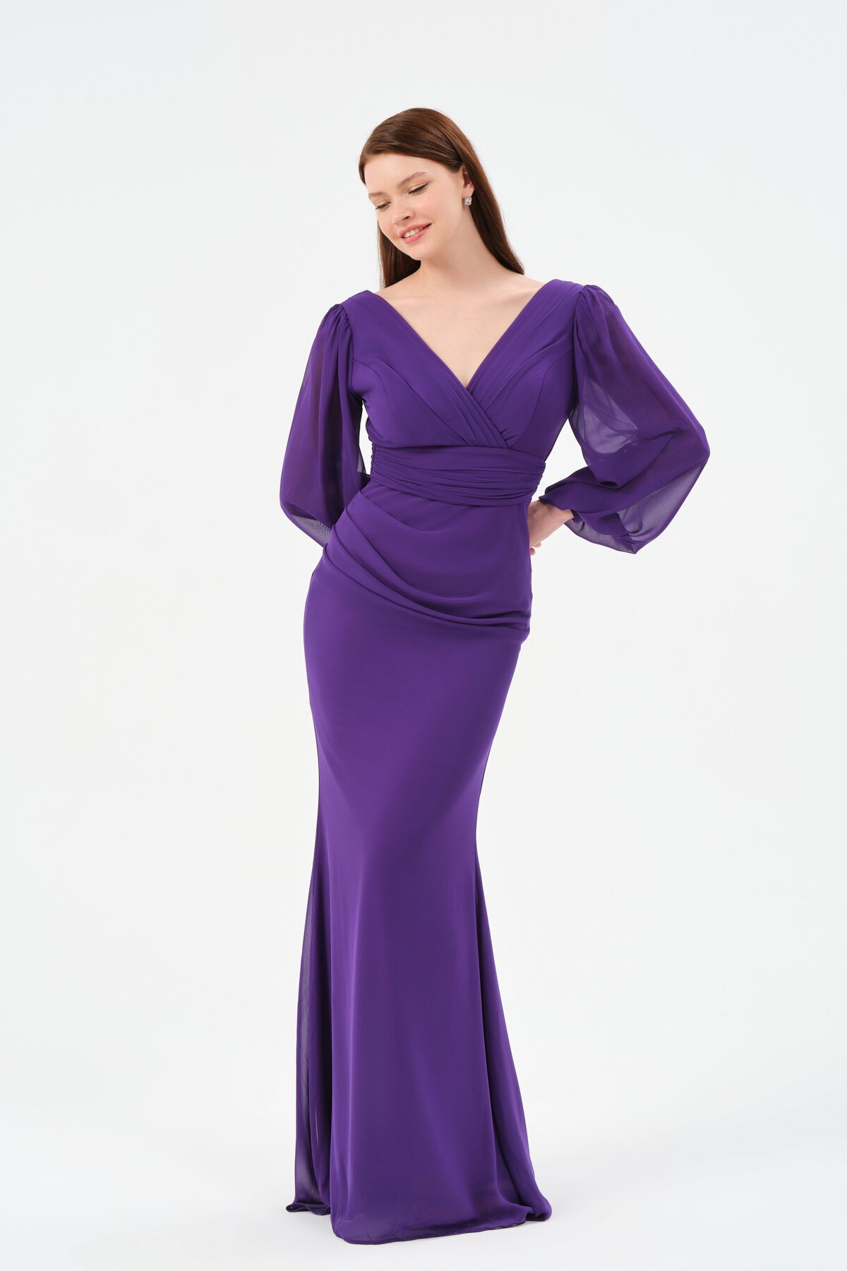 Drapeli Kruvaze Yaka Elbise - 1515