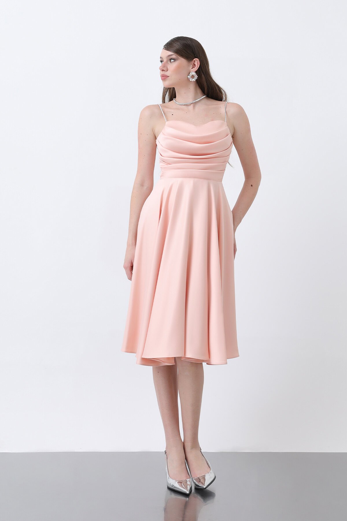 Drapeli Midi Elbise - 1749