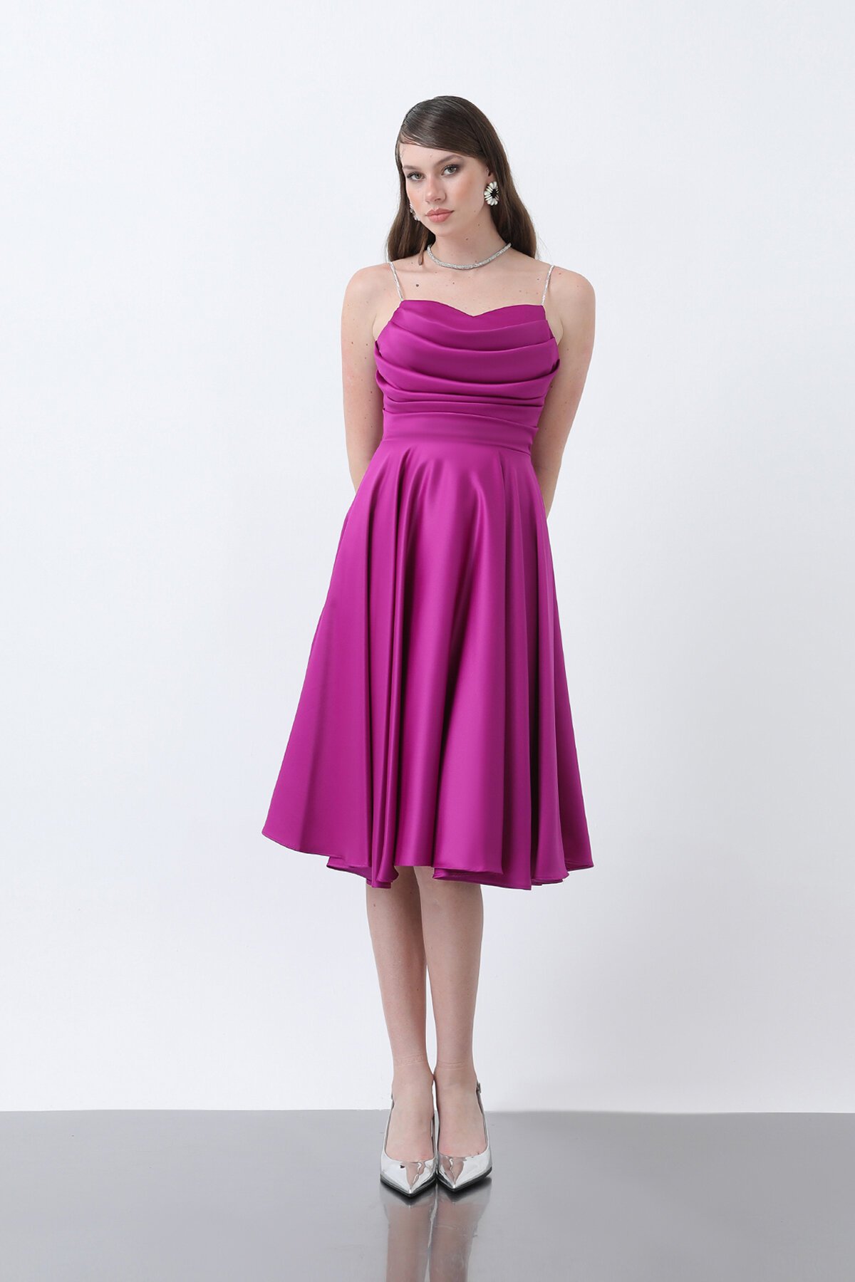 Drapeli Midi Elbise - 1749