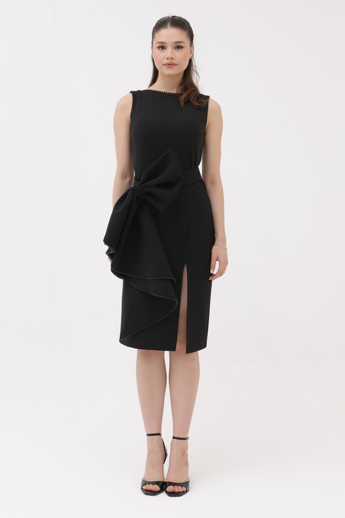 Fiyonk Detaylı Midi Elbise - 1740