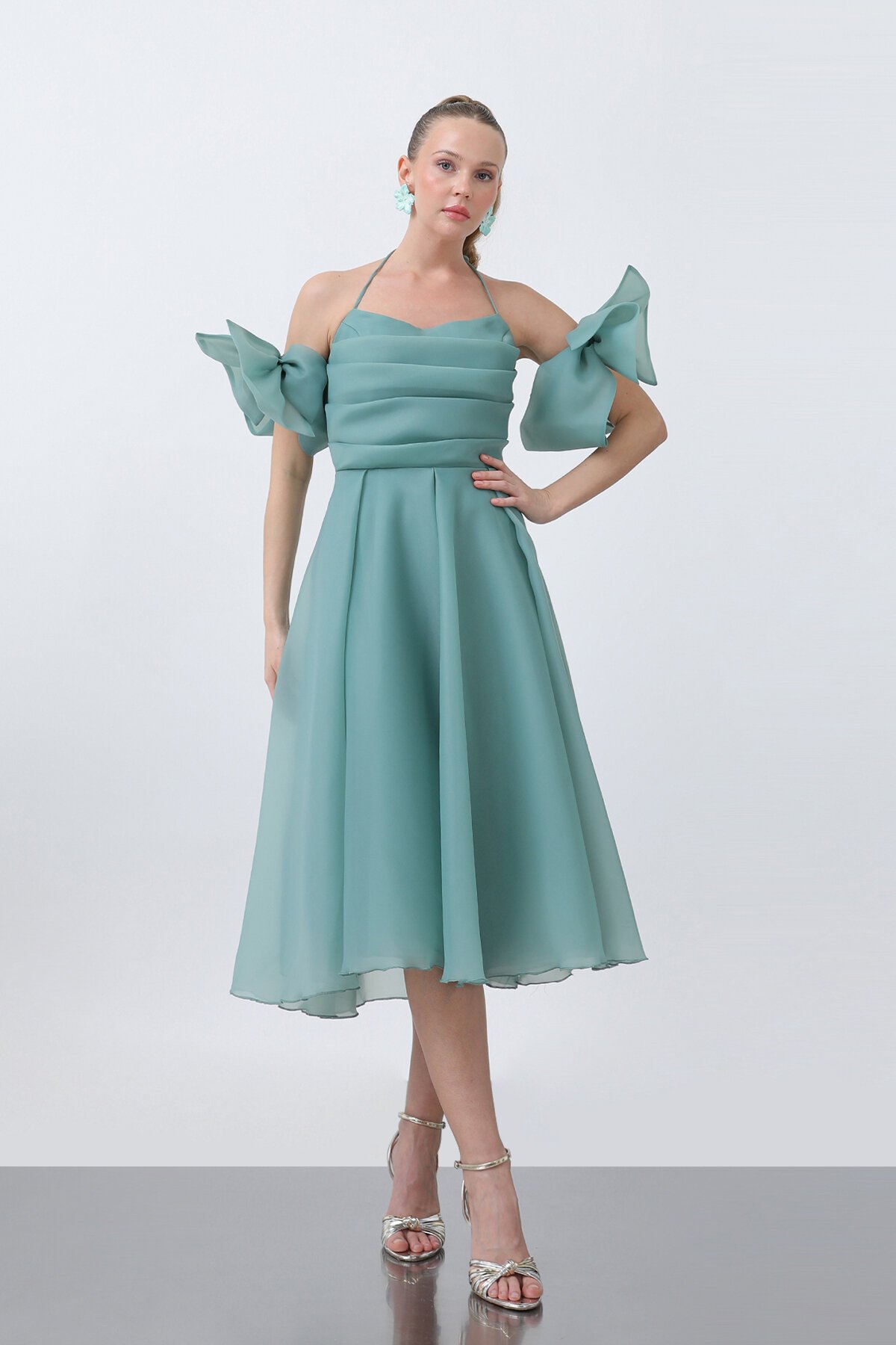 Fiyonklu Midi Elbise - 1799