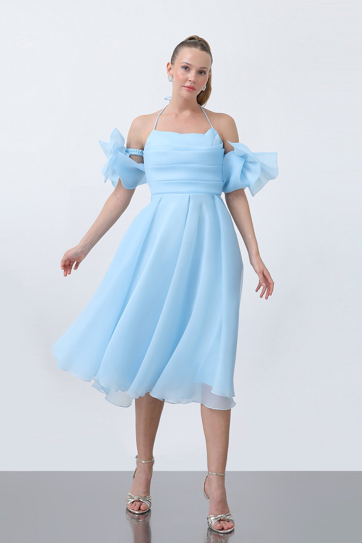 Fiyonklu Midi Elbise - 1799