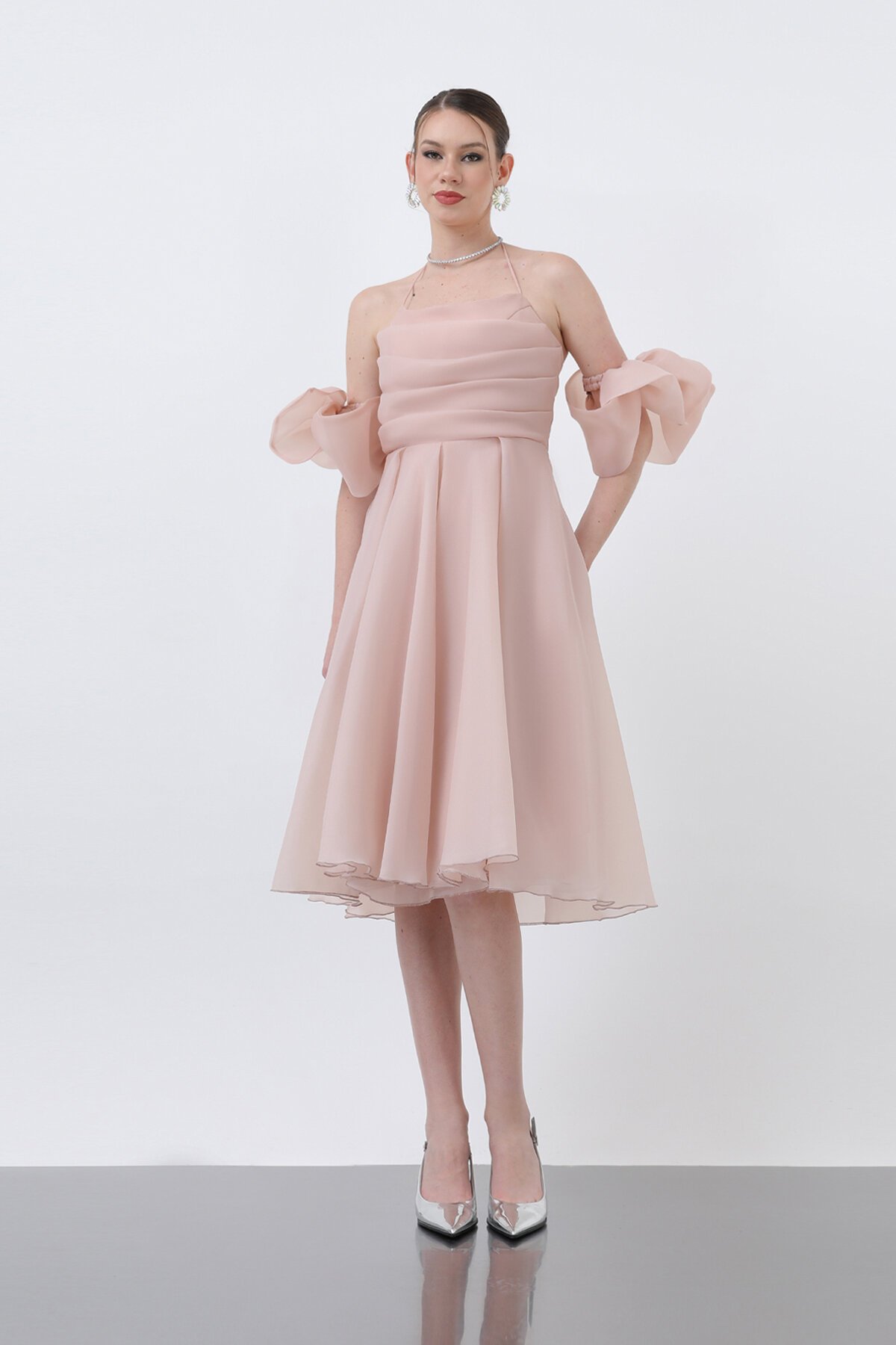 Fiyonklu Midi Elbise - 1799