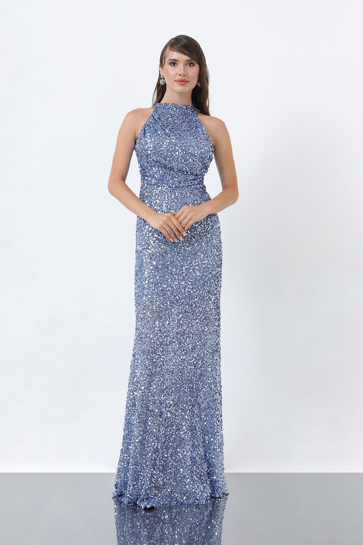 Halter Yaka Payetli Elbise - 1838