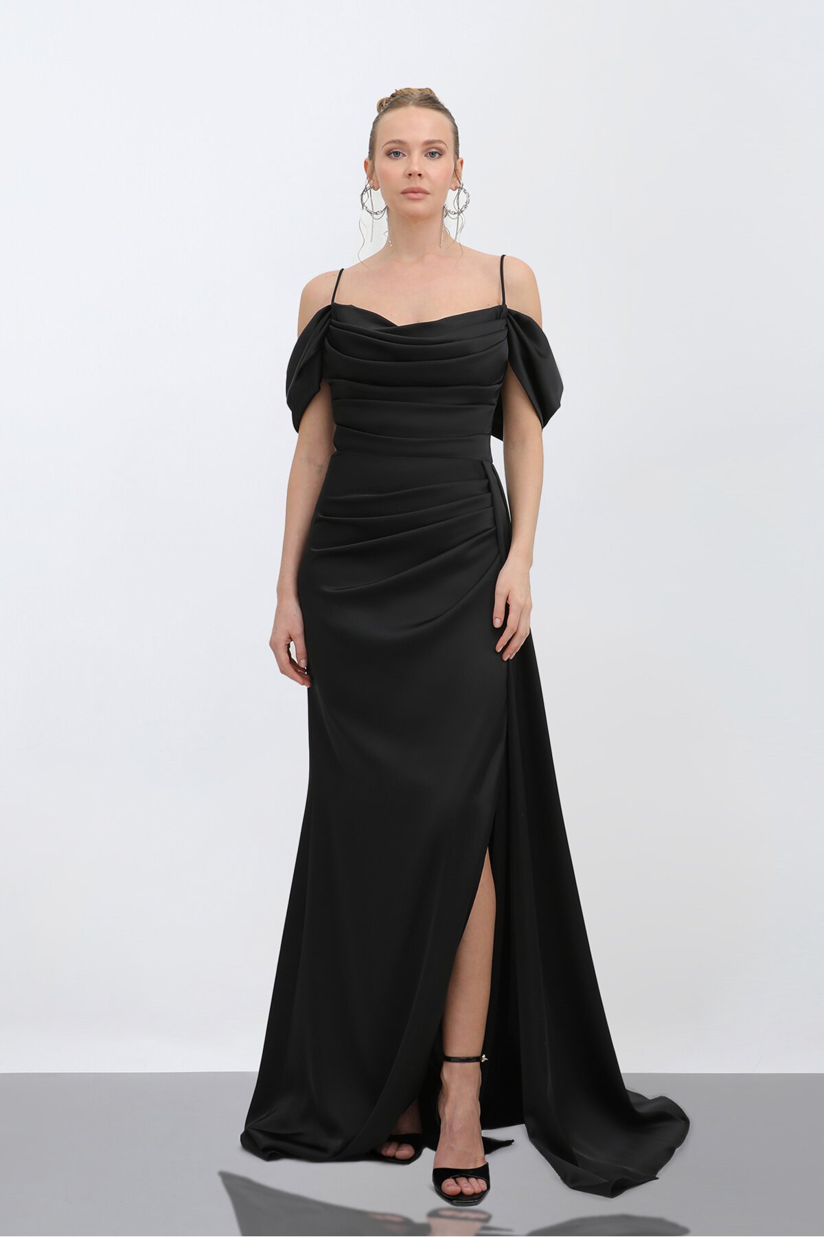 İnce Askılı Drapeli Elbise - 1777