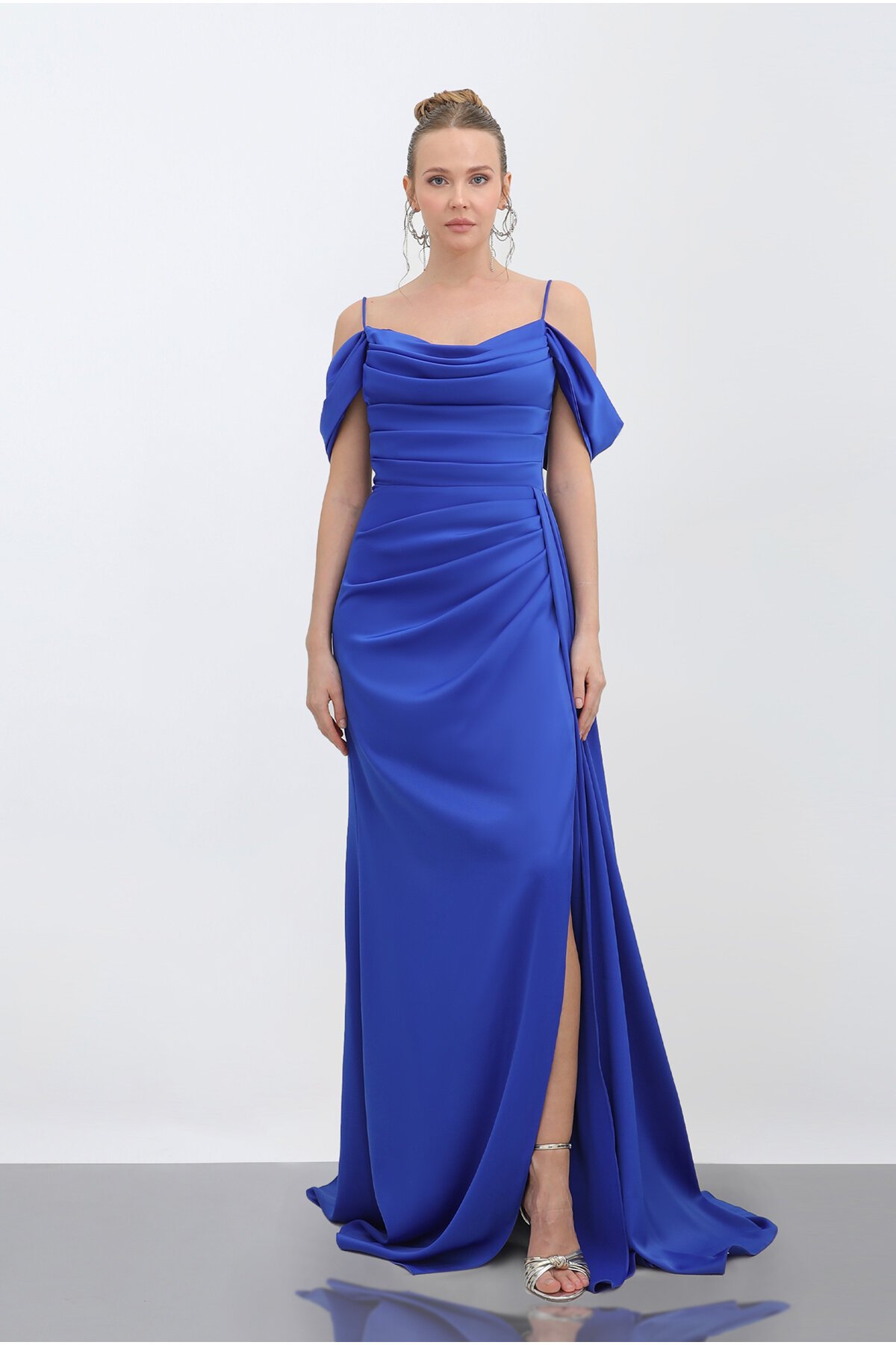 İnce Askılı Drapeli Elbise - 1777