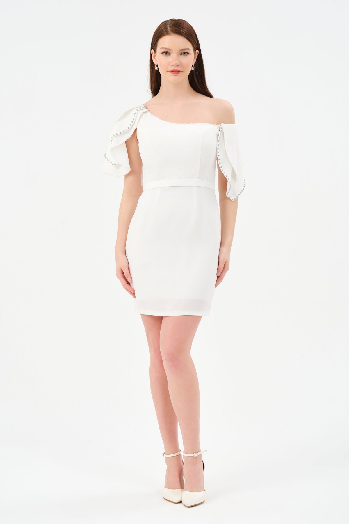 Kol Detaylı Mini Elbise - 1529