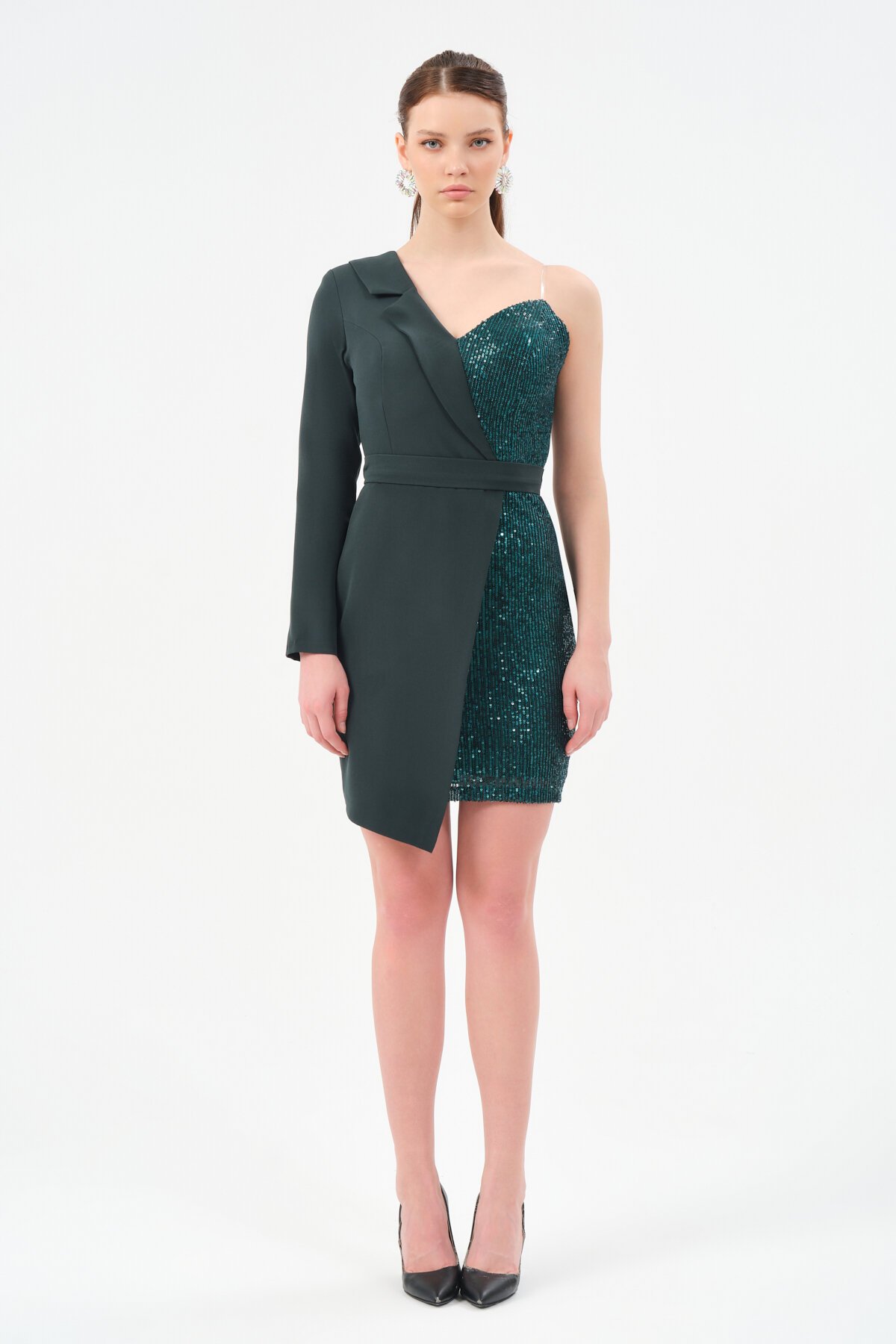 Payet Detaylı Ceket Elbise - 1545