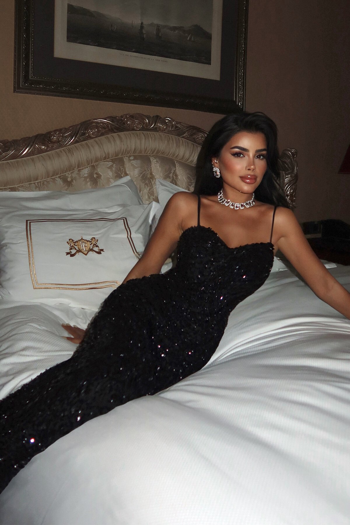 Payetli Yırtmaçlı Elbise - 1814