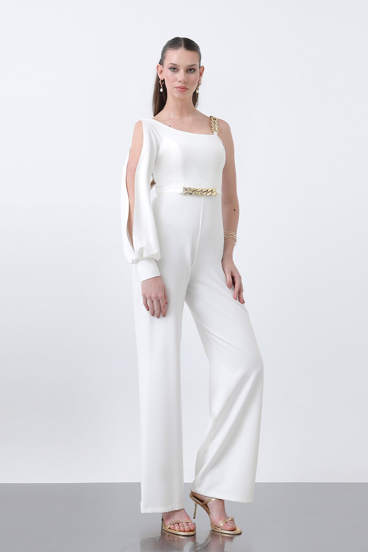 Tek Kollu Zincir Detaylı Tulum - 1630