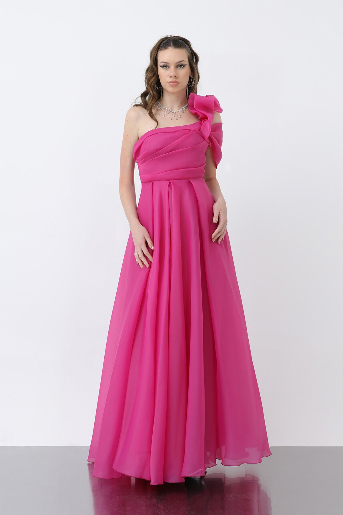 Omuz Detaylı Uzun Elbise - 1775