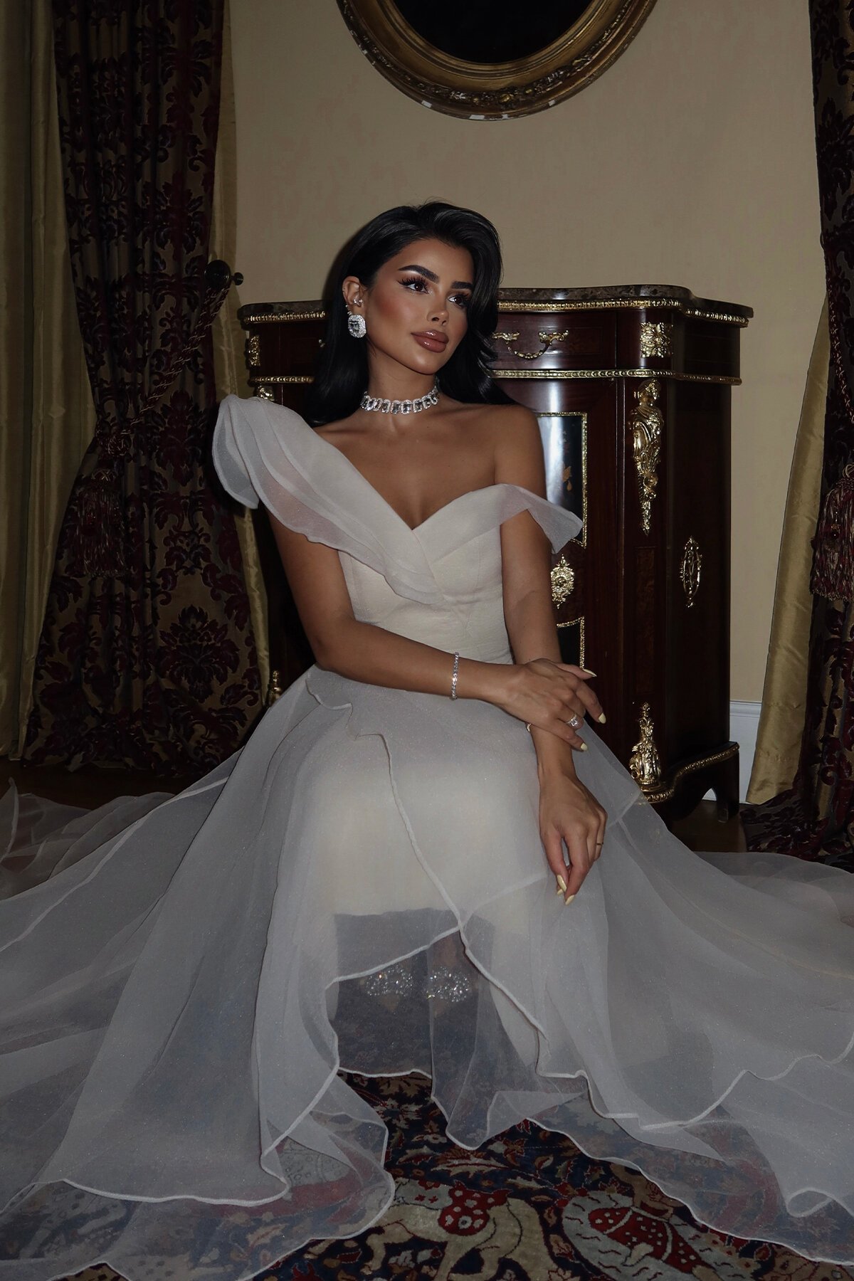 Tül Detaylı Volanlı Elbise - 6003