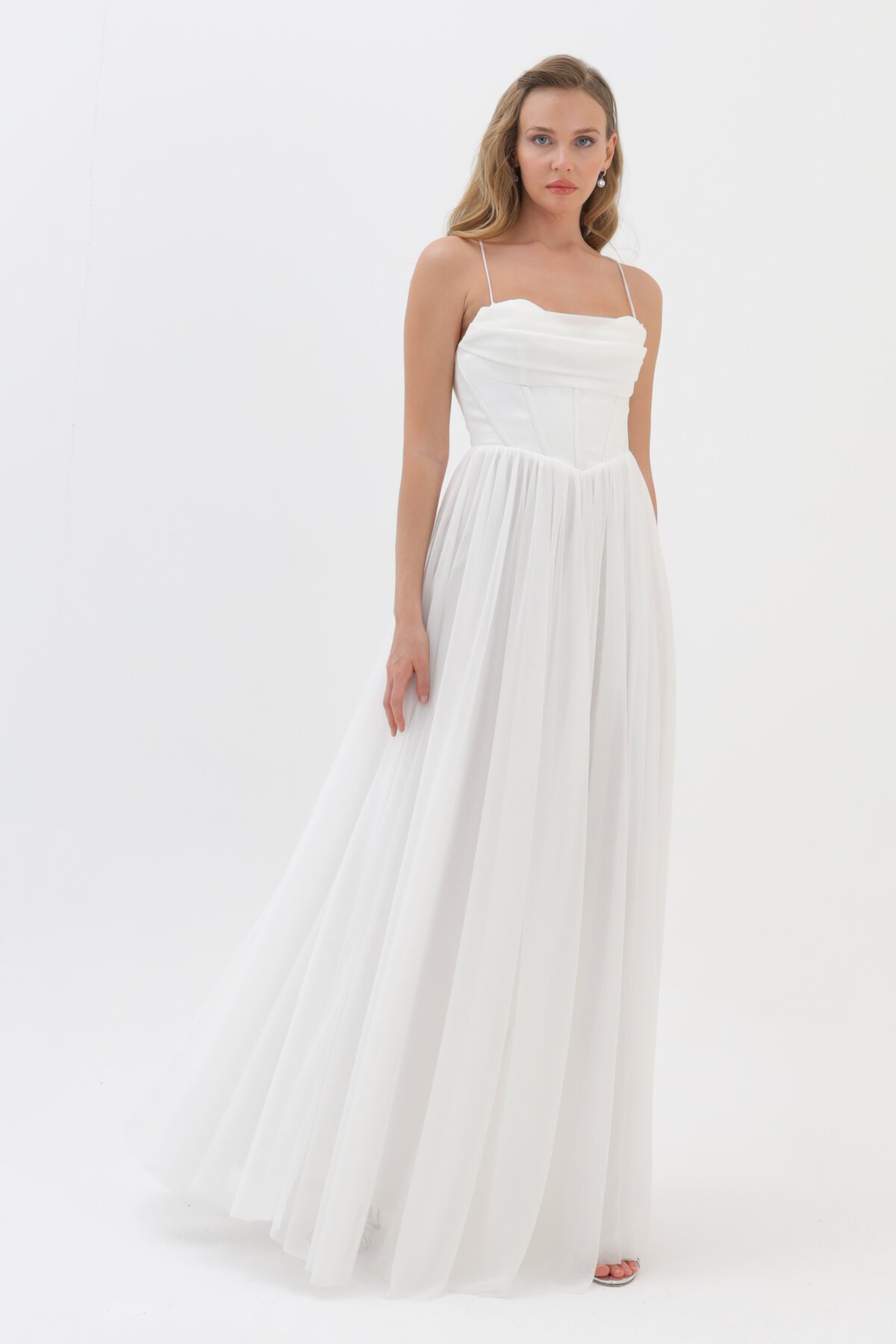 Askılı Simli Yırtmaçlı Elbise - 1771