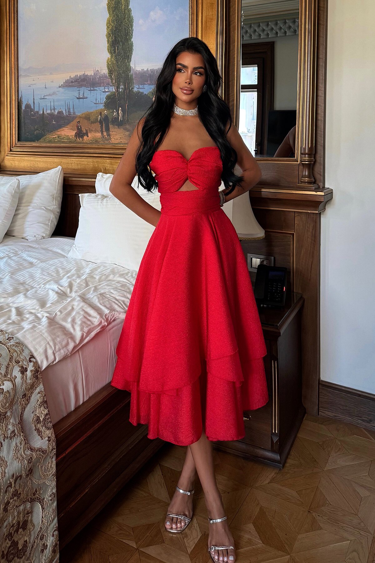 Askılı Midi Elbise - 1711