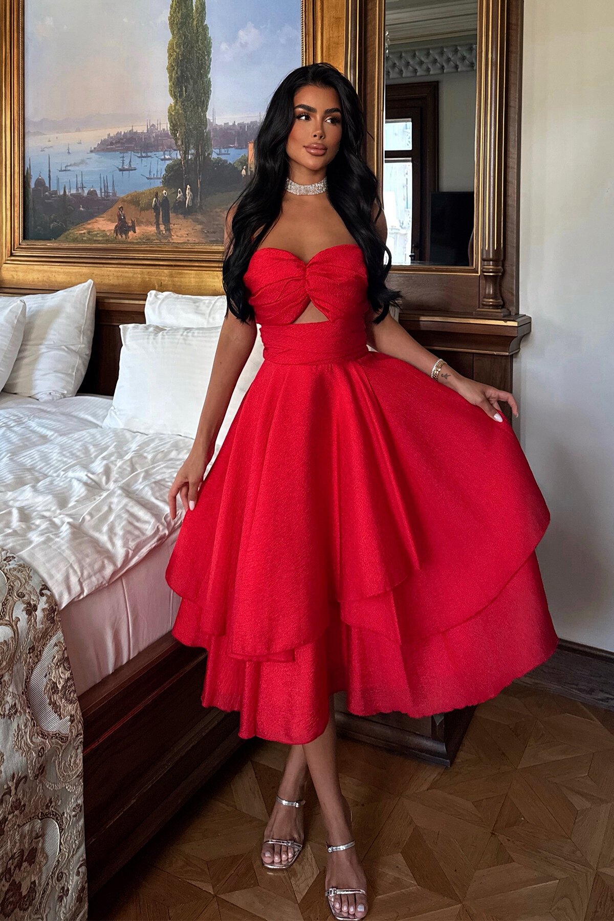 Askılı Midi Elbise - 1711