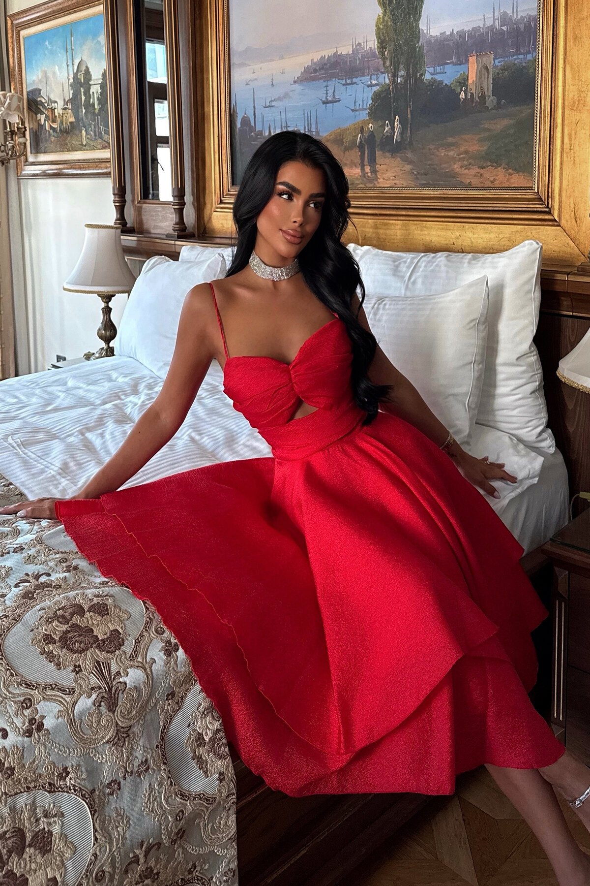 Askılı Midi Elbise - 1711