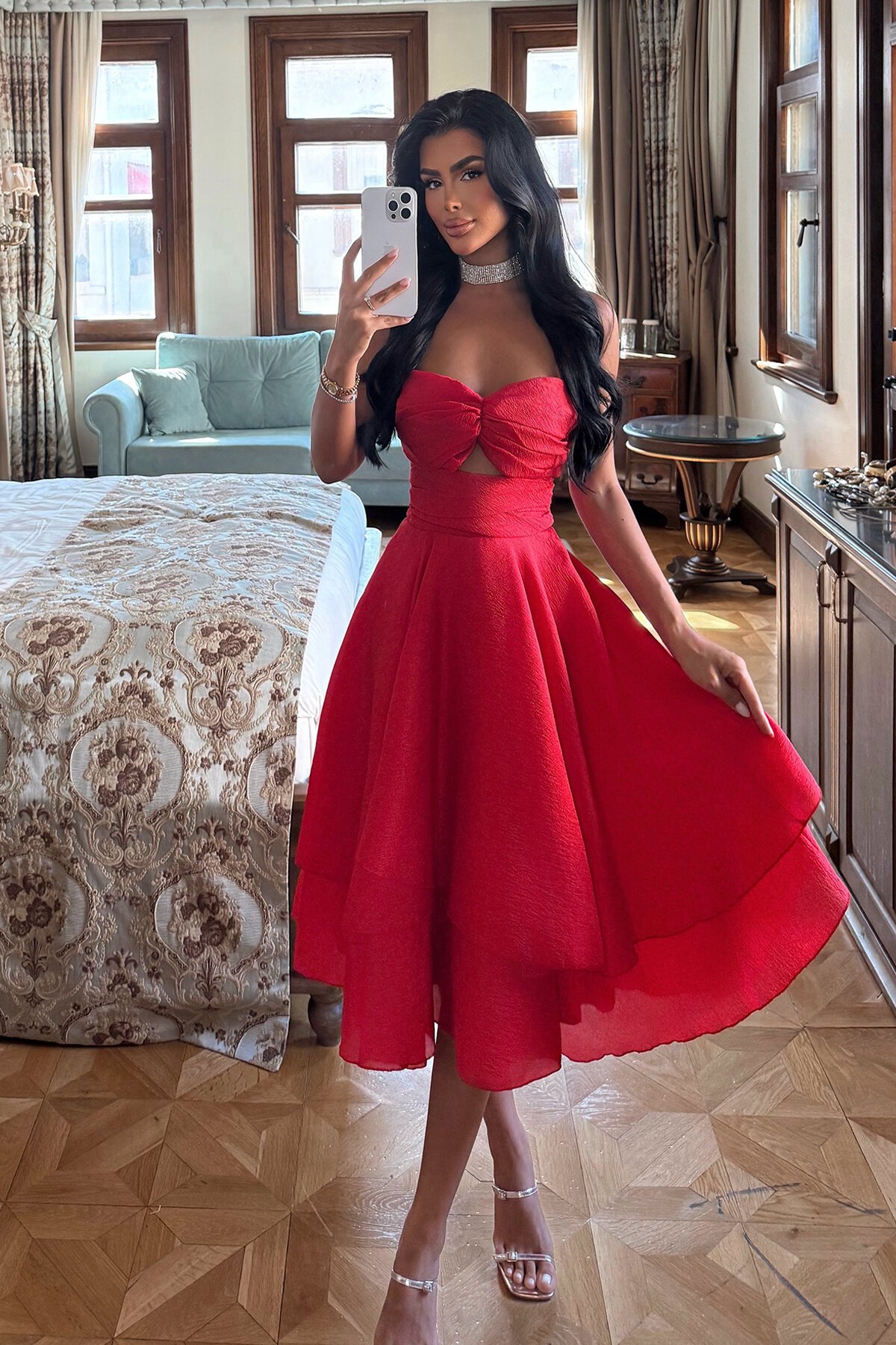 Askılı Midi Elbise - 1711