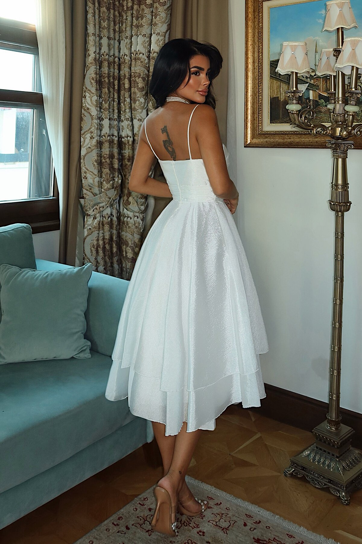 Askılı Midi Elbise - 1711