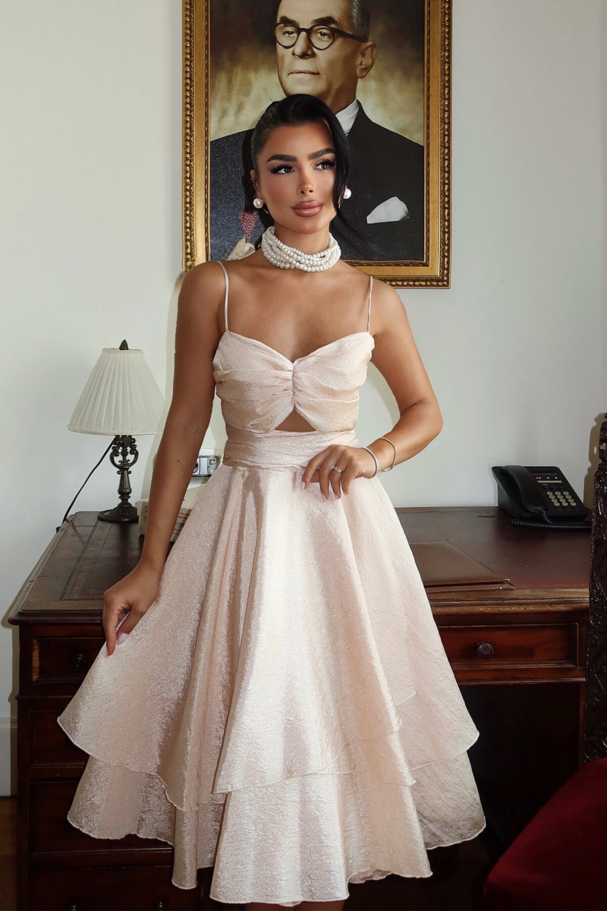 Askılı Midi Elbise - 1711