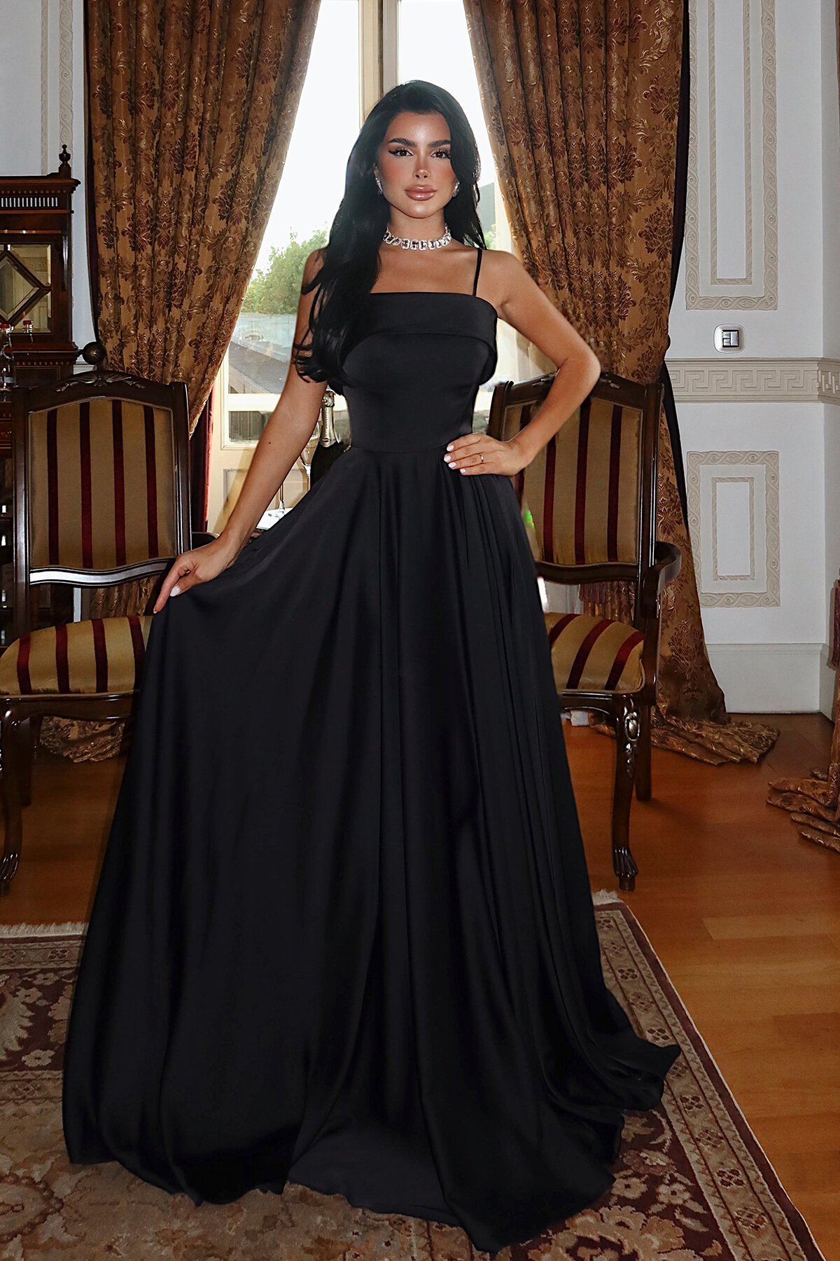 Askılı Uzun Elbise - 1865