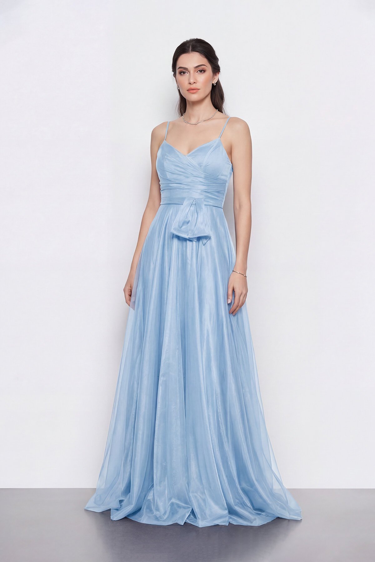 Bel Kuşak Detaylı Uzun Abiye - 2123