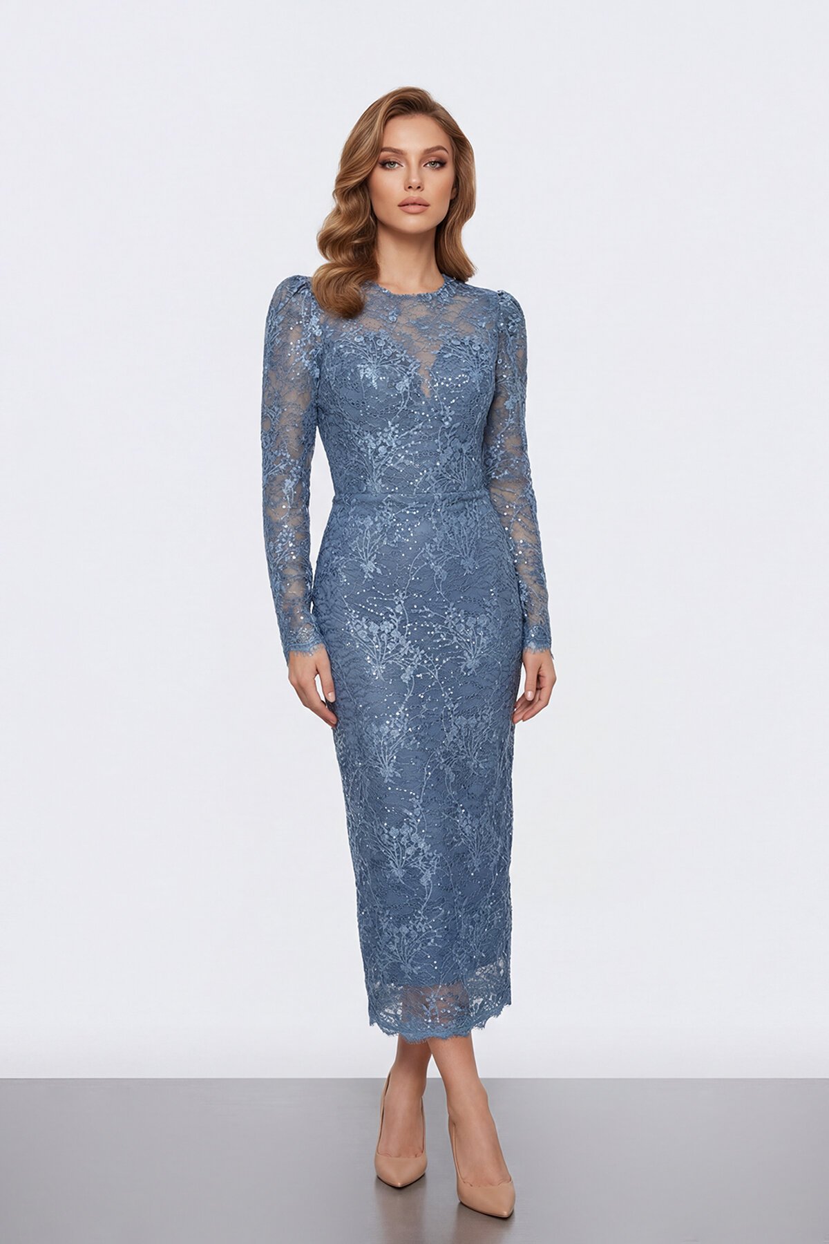 Dantel İşlemeli Uzun Kollu Abiye - 2012