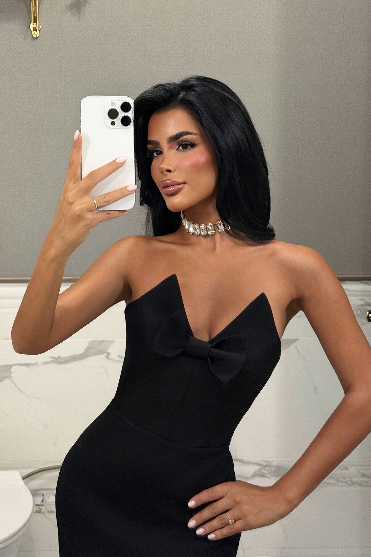 Fiyonk Detaylı Midi Elbise - 1860