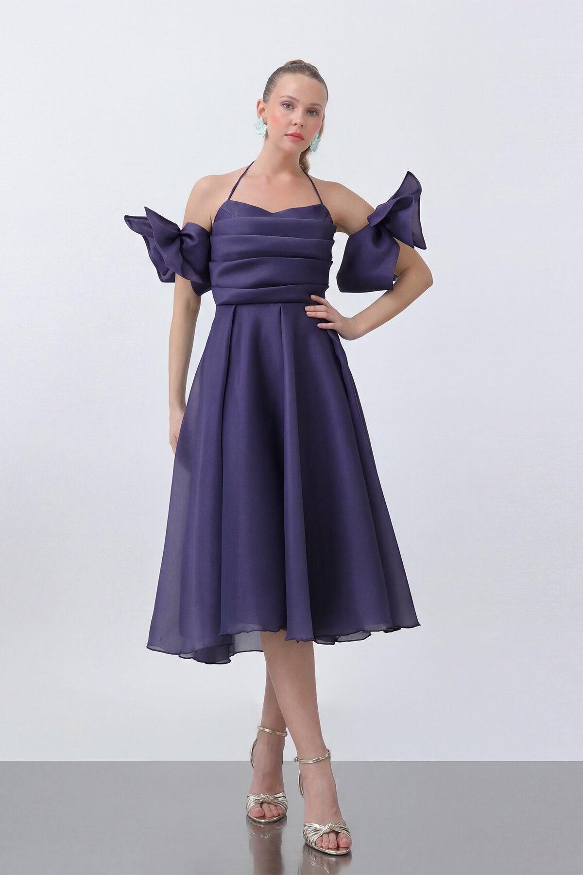 Fiyonklu Midi Elbise - 1799