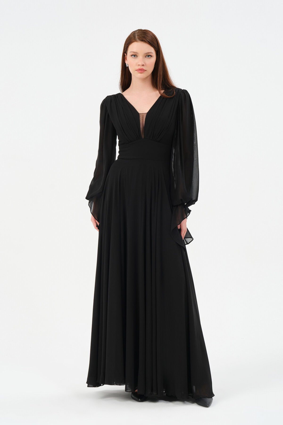 Göğüs Detaylı Drapeli Elbise - 1519