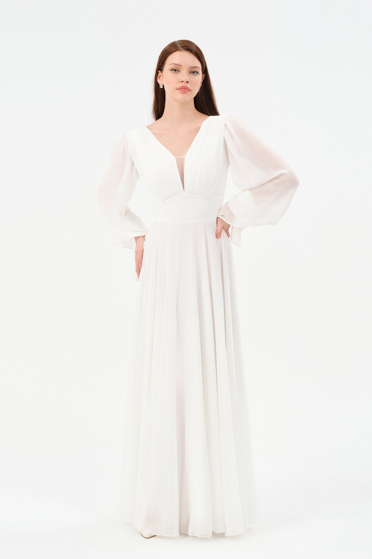 Göğüs Detaylı Drapeli Elbise - 1519