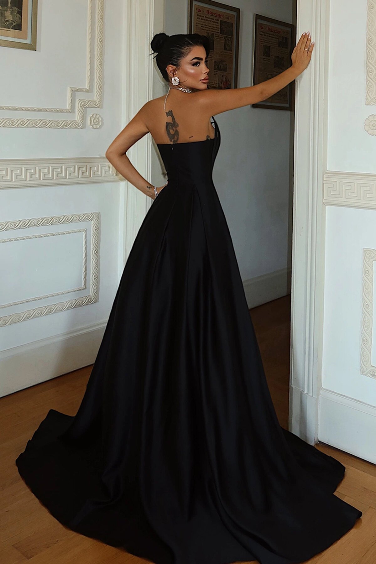 Göğüs Detaylı Straplez Elbise - 1886