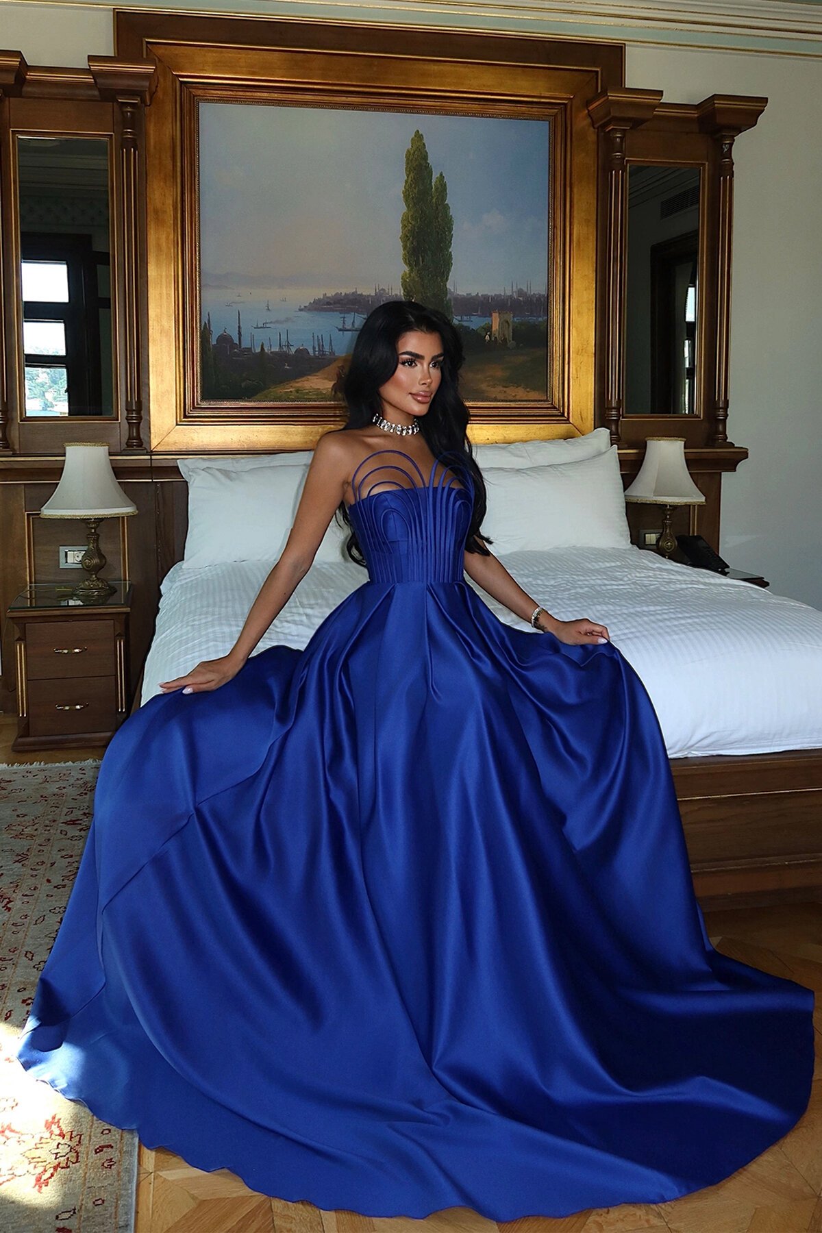 Göğüs Detaylı Straplez Elbise - 1886