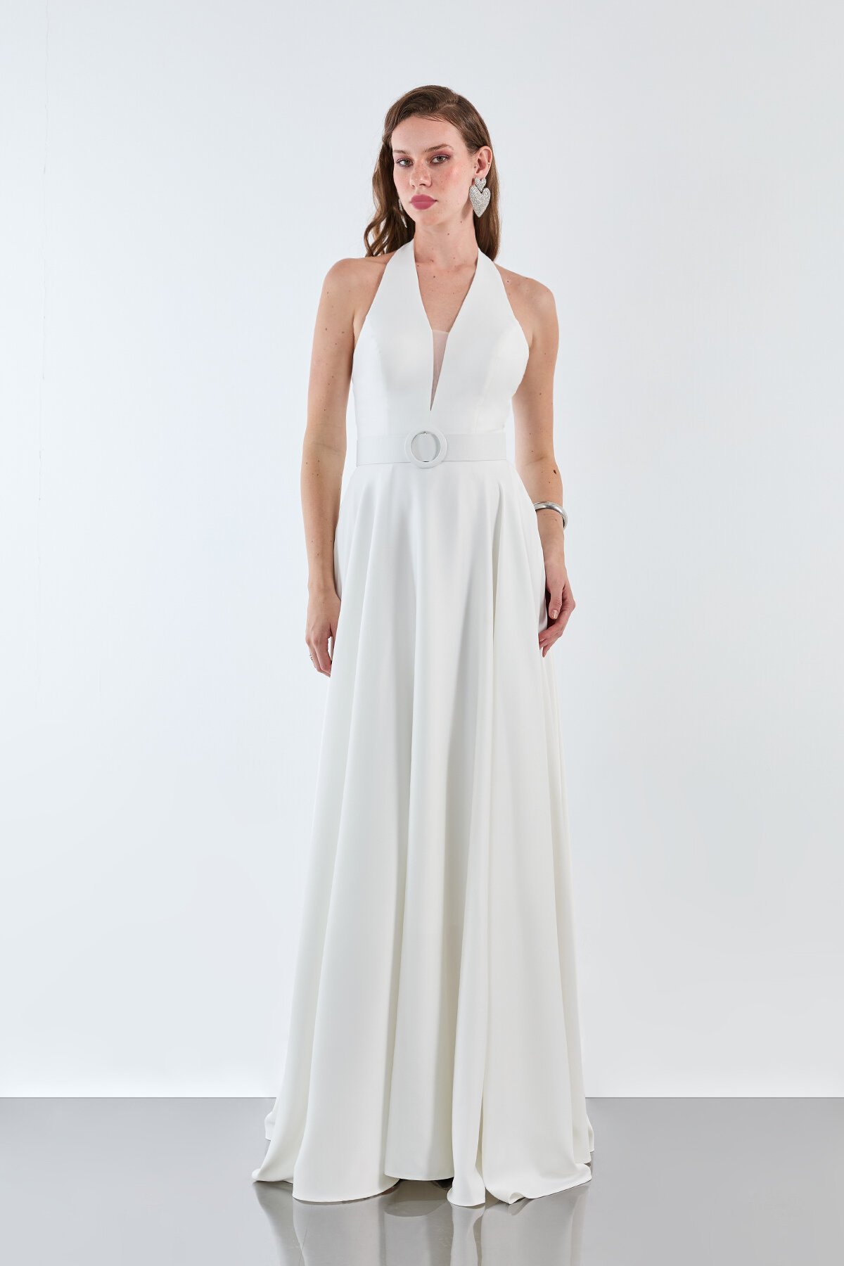 Kemer Detaylı Halter Yaka Elbise - 1948