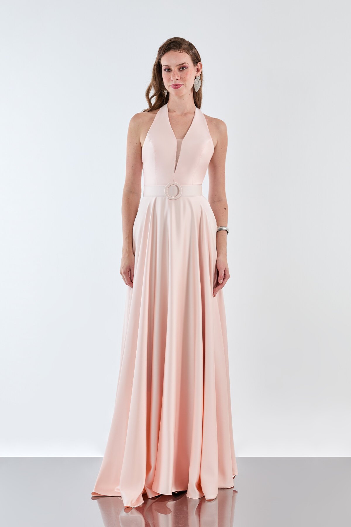 Kemer Detaylı Halter Yaka Elbise - 1948