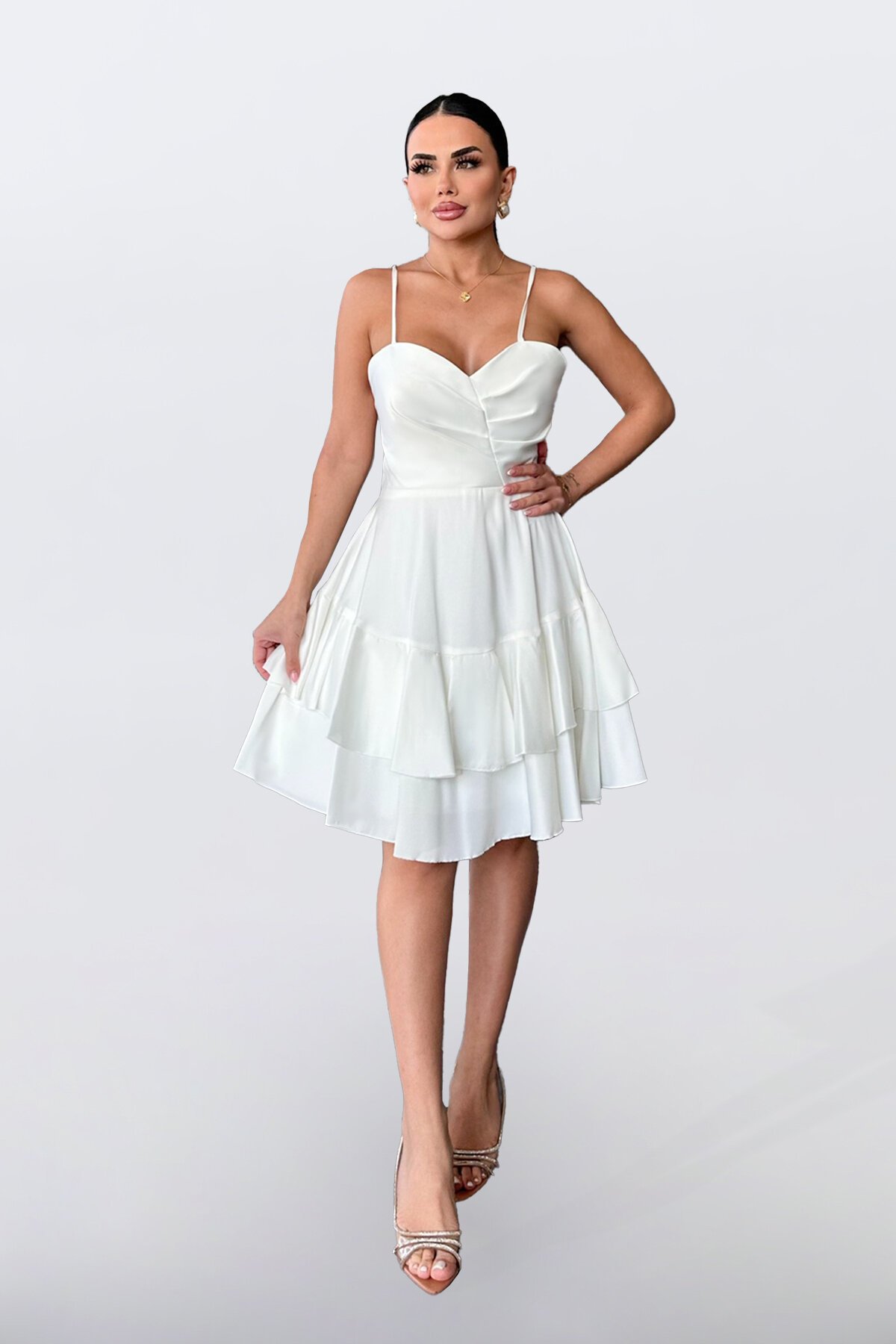 İnce Askılı Mini Elbise - 1710