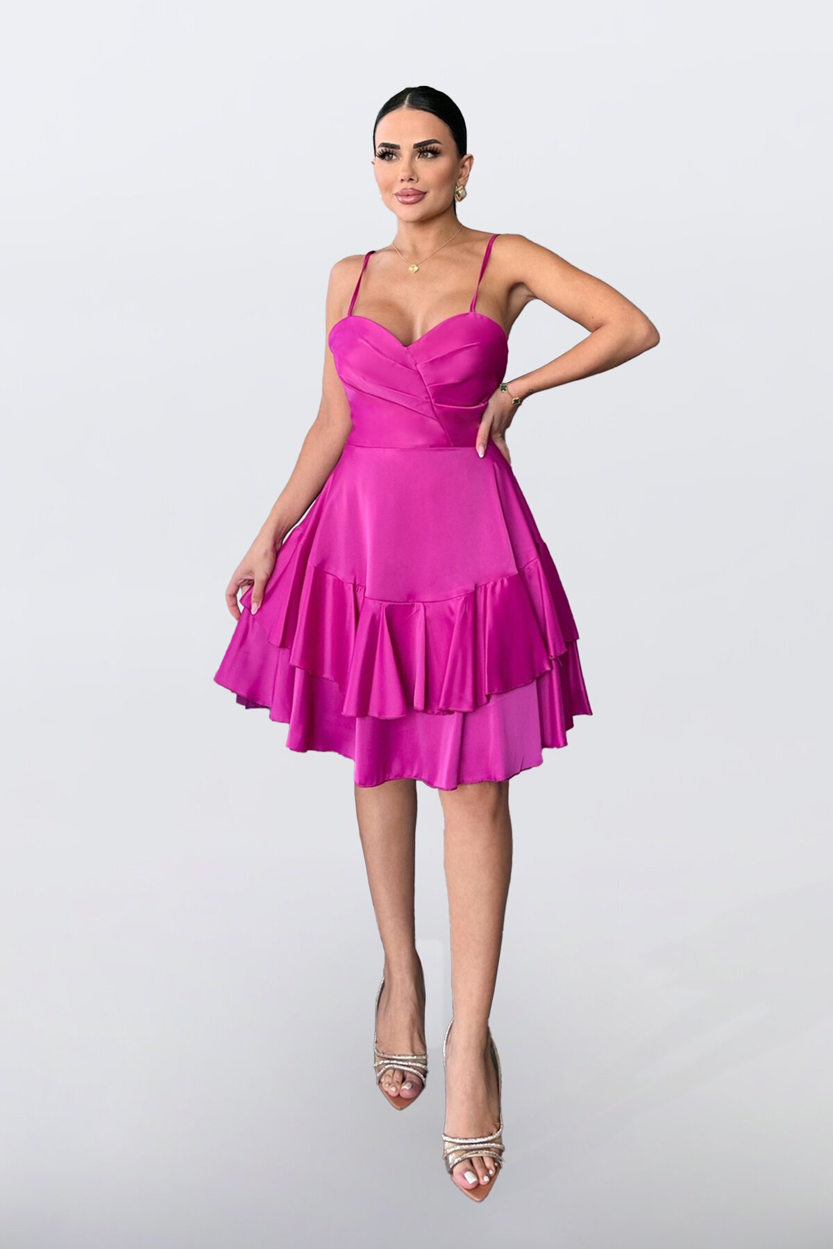 İnce Askılı Mini Elbise - 1710