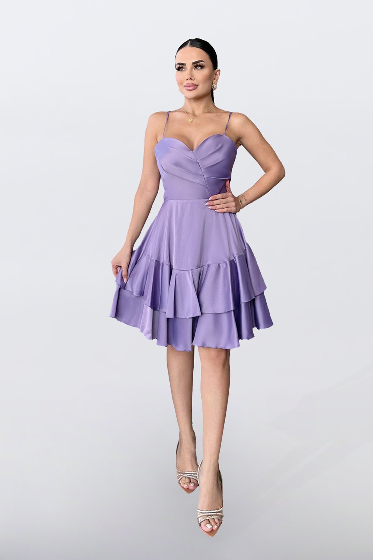 İnce Askılı Mini Elbise - 1710