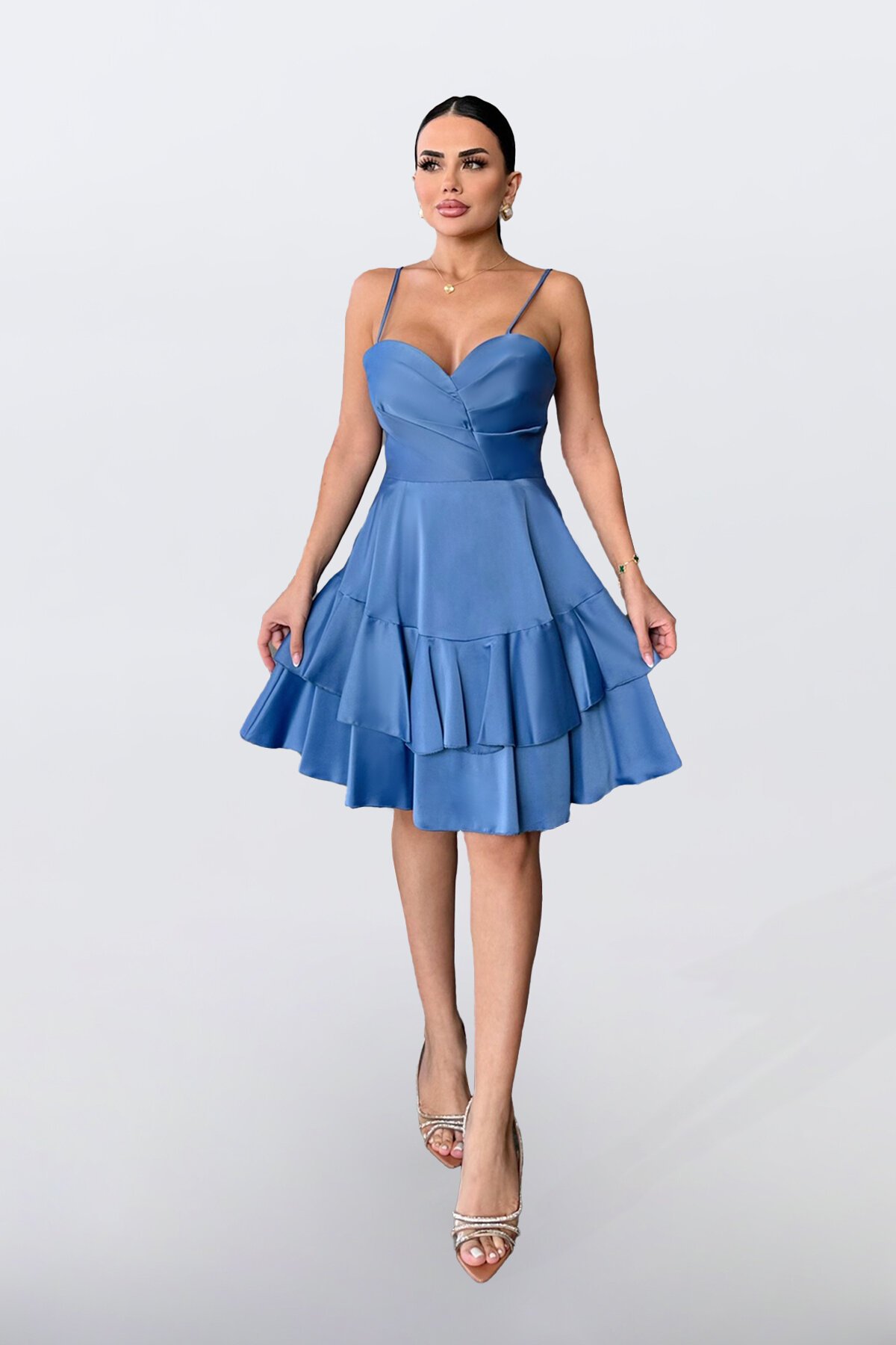 İnce Askılı Mini Elbise - 1710