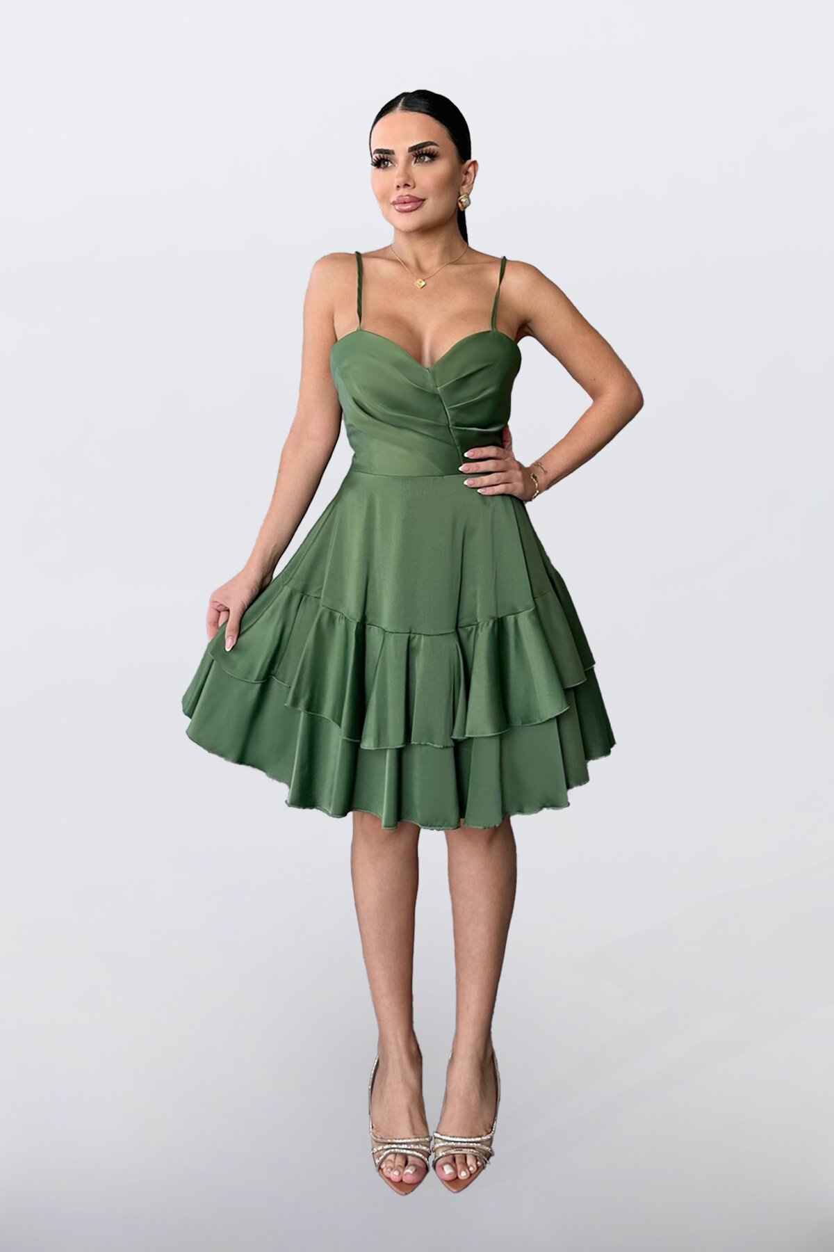 İnce Askılı Mini Elbise - 1710