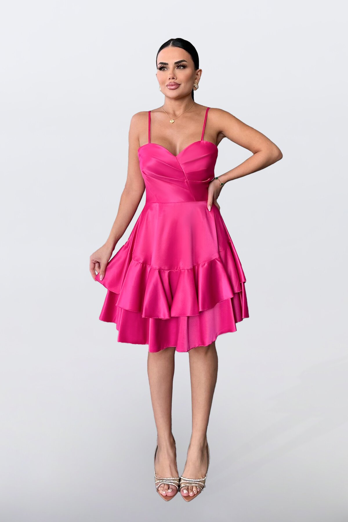 İnce Askılı Mini Elbise - 1710