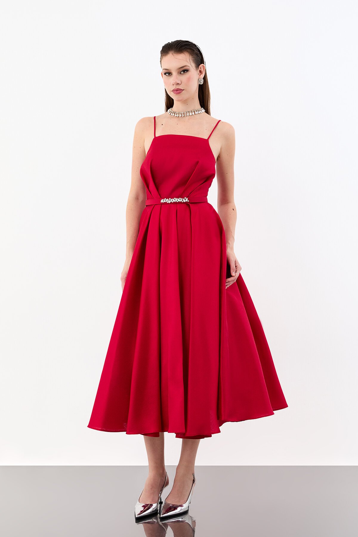 İp Askılı Taş Tokalı Midi Abiye - 1978