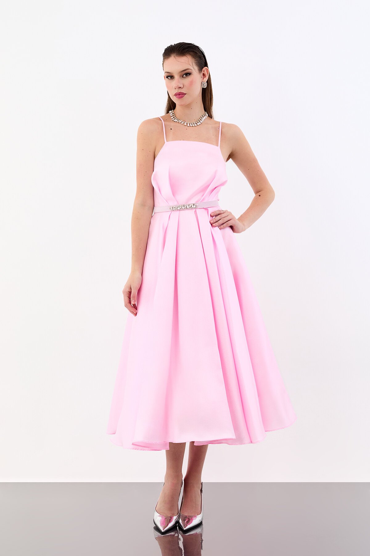 İp Askılı Taş Tokalı Midi Abiye - 1978