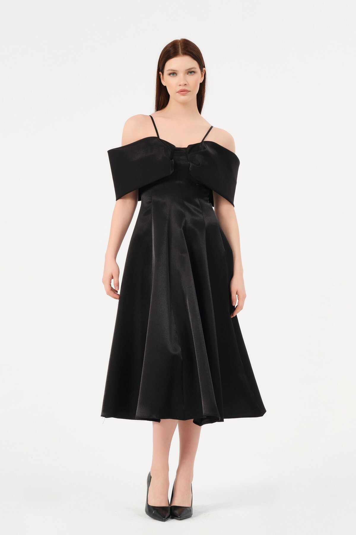 Kayık Yaka Midi Elbise - 1584