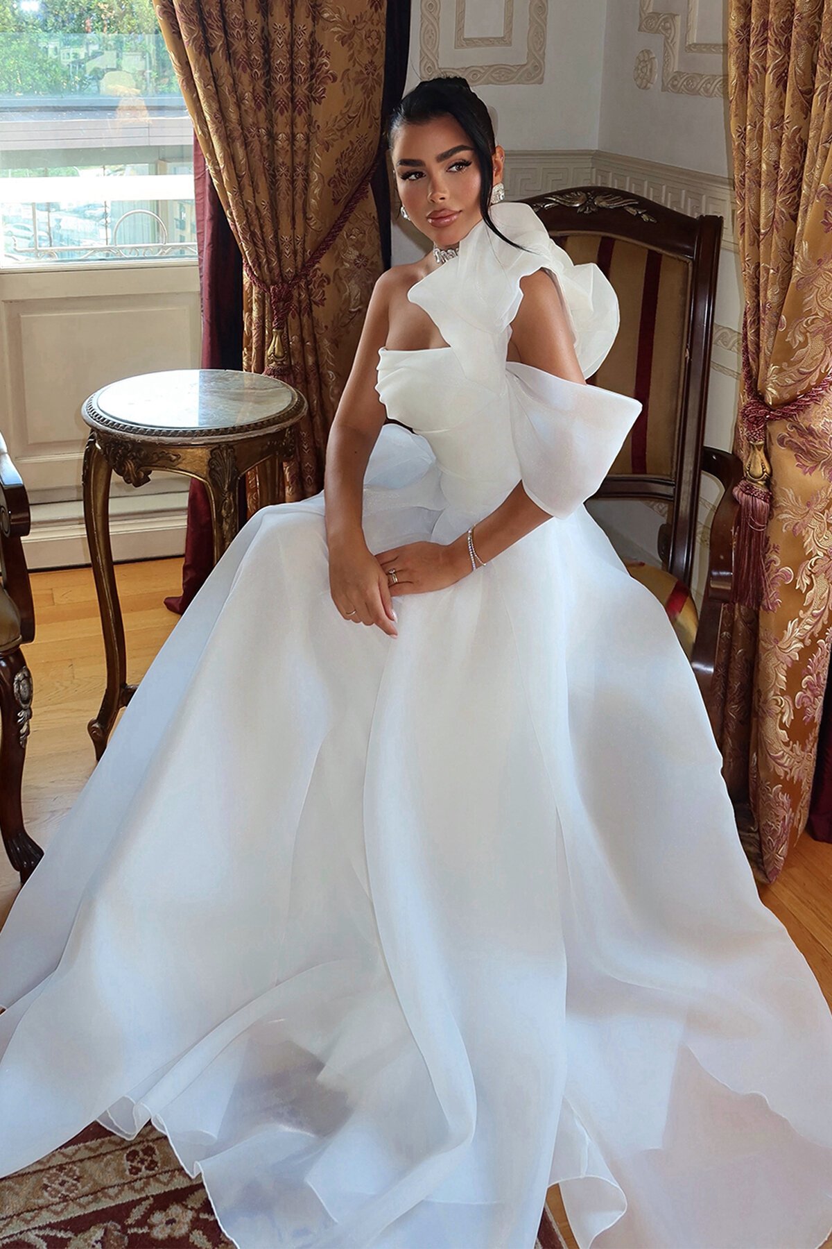 Omuz Detaylı Uzun Elbise - 1775