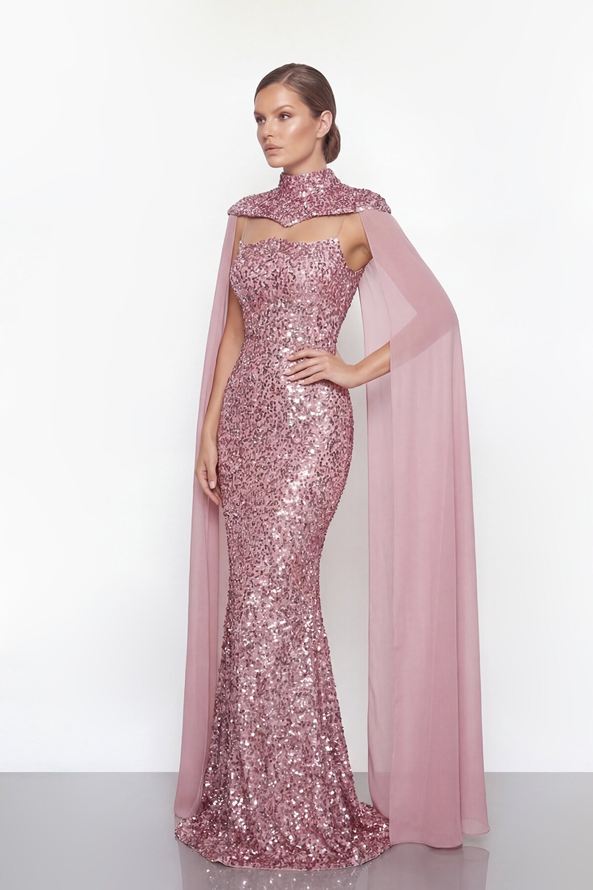 Pelerinli Payet İşlemeli Abiye - 2053